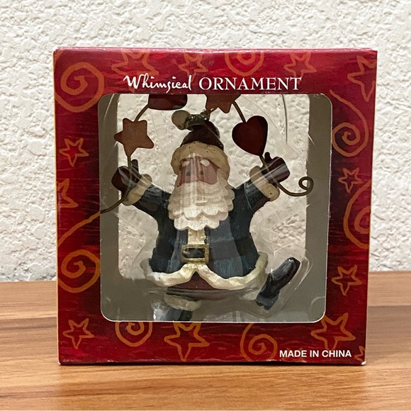 Vintage Whimsical Santa Hearts & Stars Christmas Tree Ornament - Picture 2 of 10